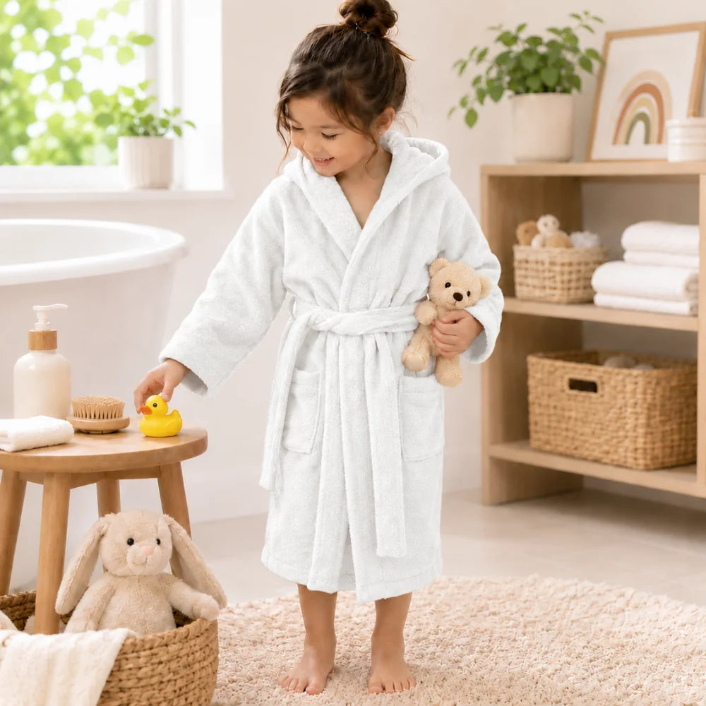 BYFT Daffodil Kids Hooded Bathrobe Luxury Cotton Soft, Absorbent, Quick-Dry