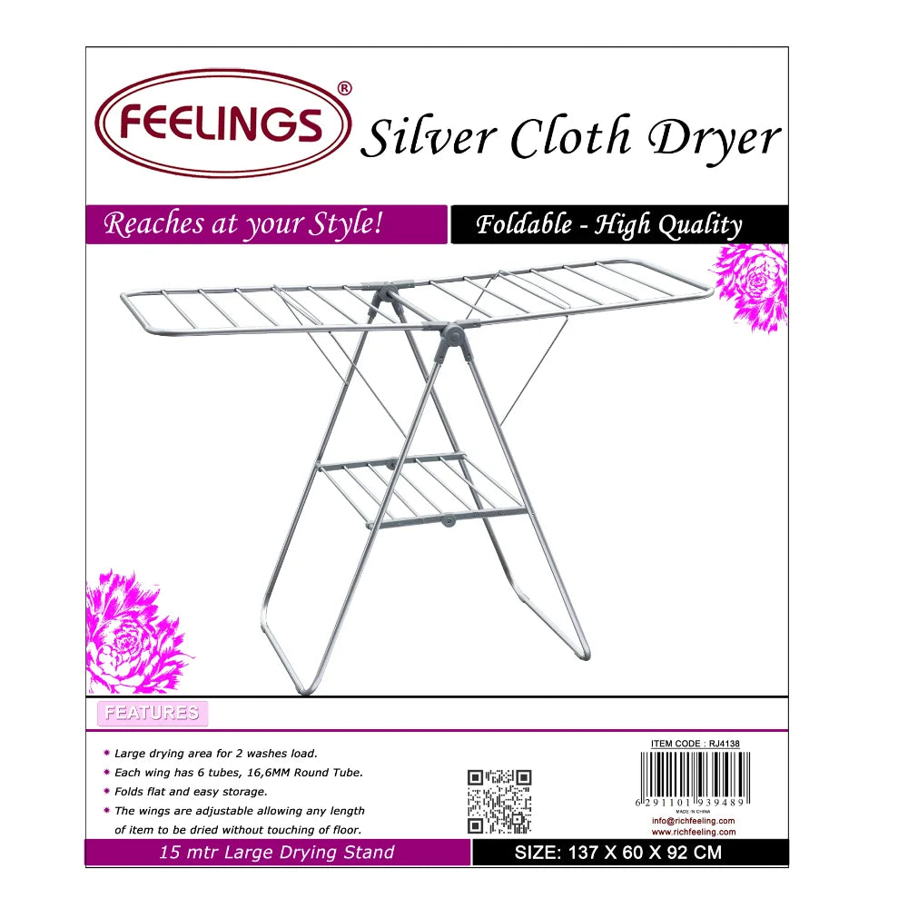 feelings cloth dryer silver 15mtr 102 x 60 x 6 cm