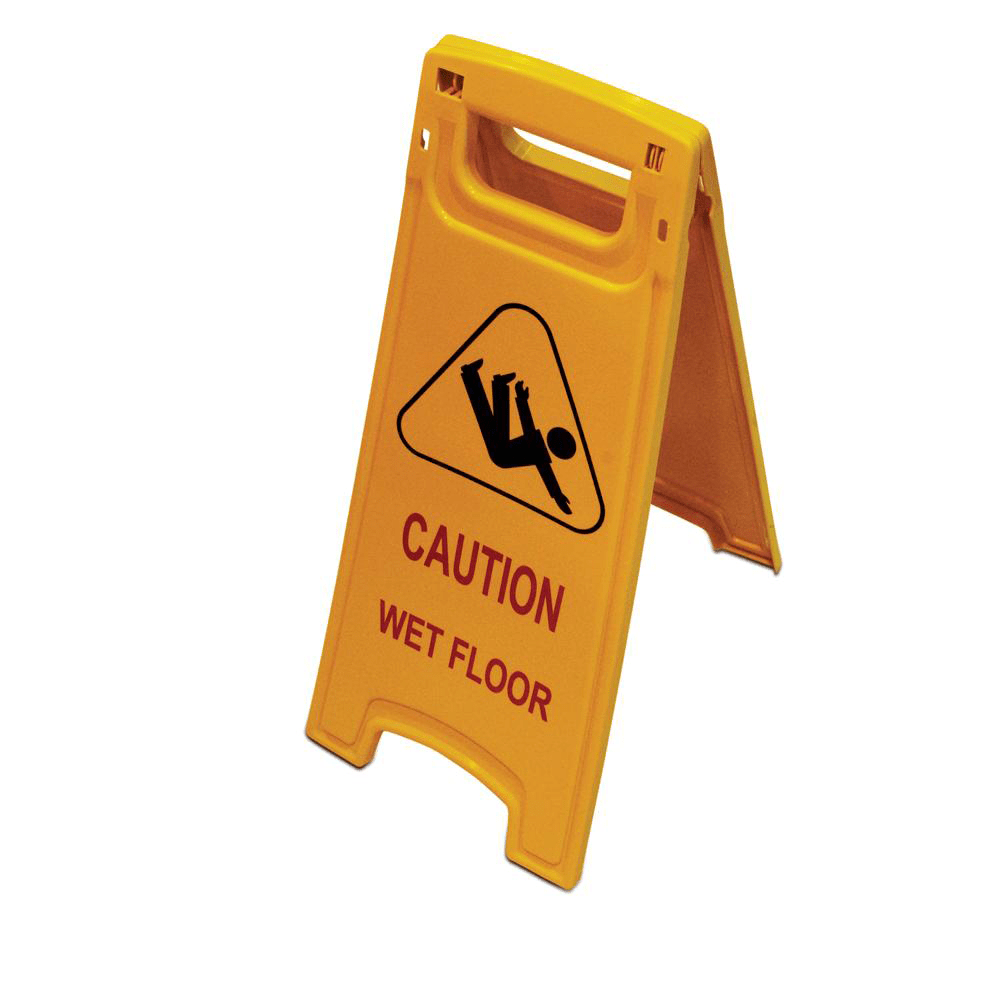 BYFT008414 AKC Caution Wet Floor Sign 68 x 30 cm Yellow Plastic Set of 1.png