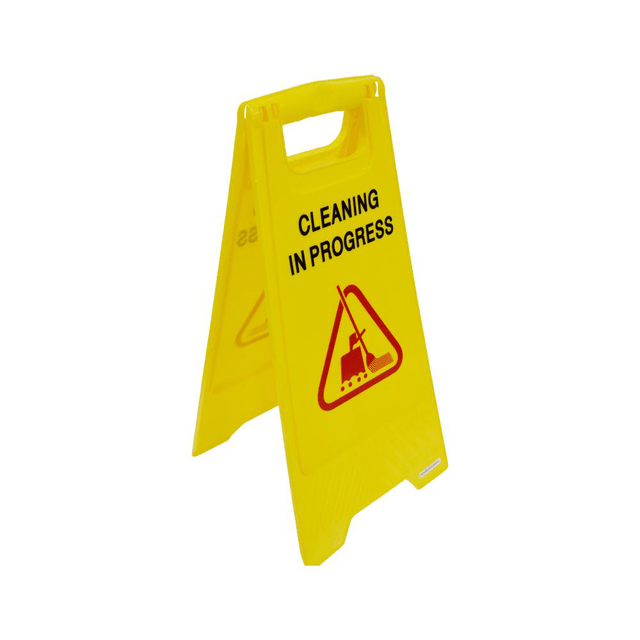 BYFT008418 AKC Cleaning In progress Sign Yellow Plastic Set of 1.png