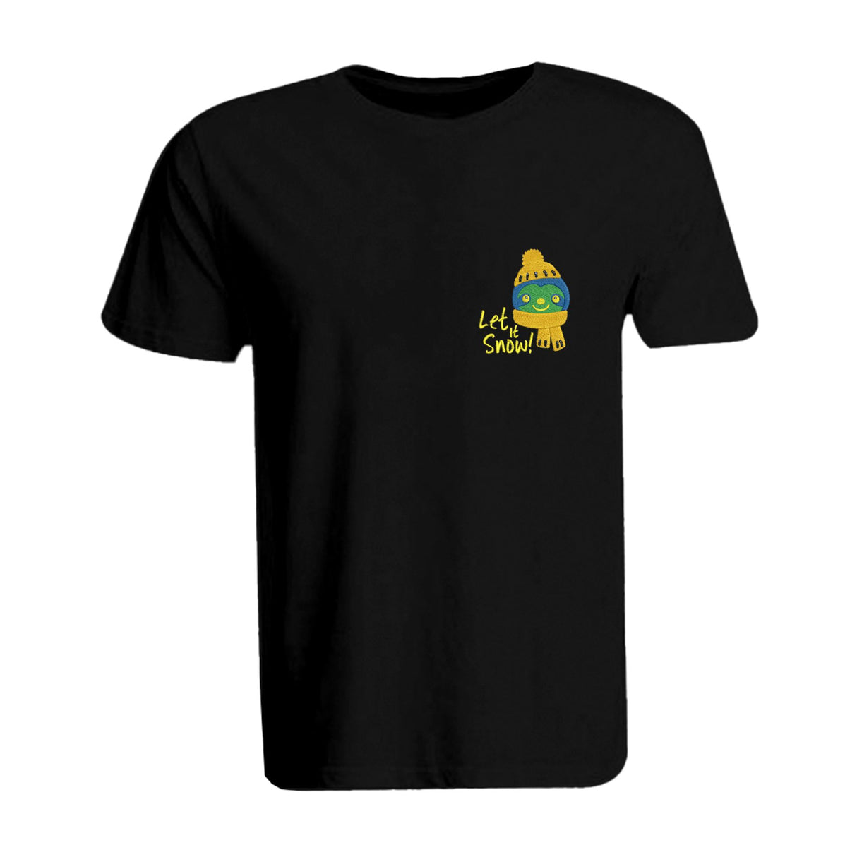 BYFT008835 BYFT Super Round Neck T Shirt Black Embroidery Koala Bear with Let it Snow Set of 1