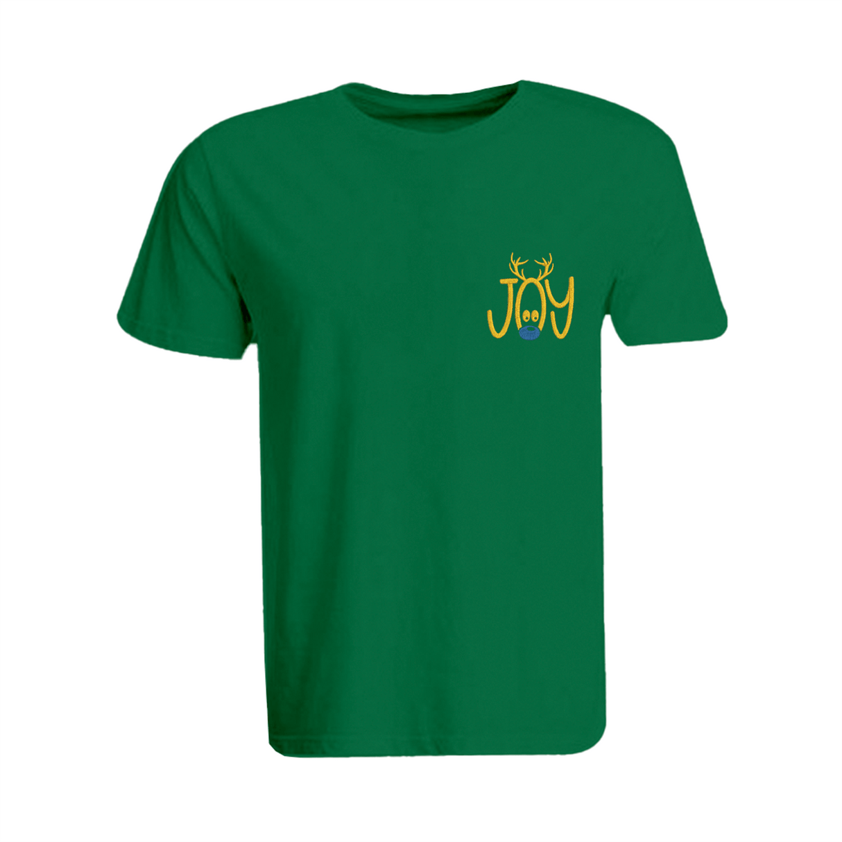 BYFT008838 BYFT Super Round Neck T Shirt Green Embroidery Reindeer Joy Set of 1