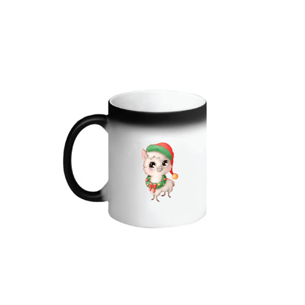 BYFT009060 BYFT Printed Magic Mugs Black Llama with Christmas Cap Ceramic Set of 1.png