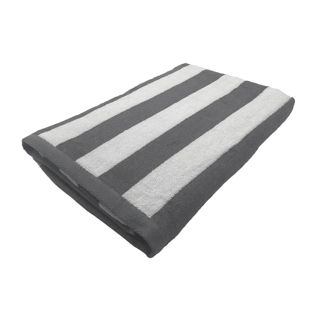 BYFT Petunia Grey - White Large Cabana Stripe 90 x 180 Cm Beach Towel Set of 01