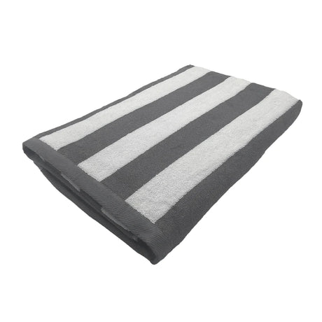 BYFT Petunia Grey - White Large Cabana Stripe 90 x 180 Cm Beach Towel Set of 01