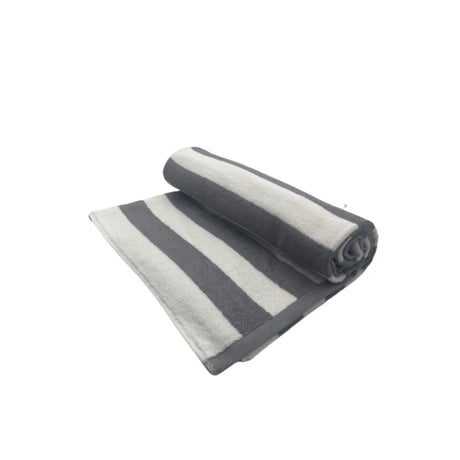 BYFT Petunia Grey - White Large Cabana Stripe 90 x 180 Cm Beach Towel Set of 01