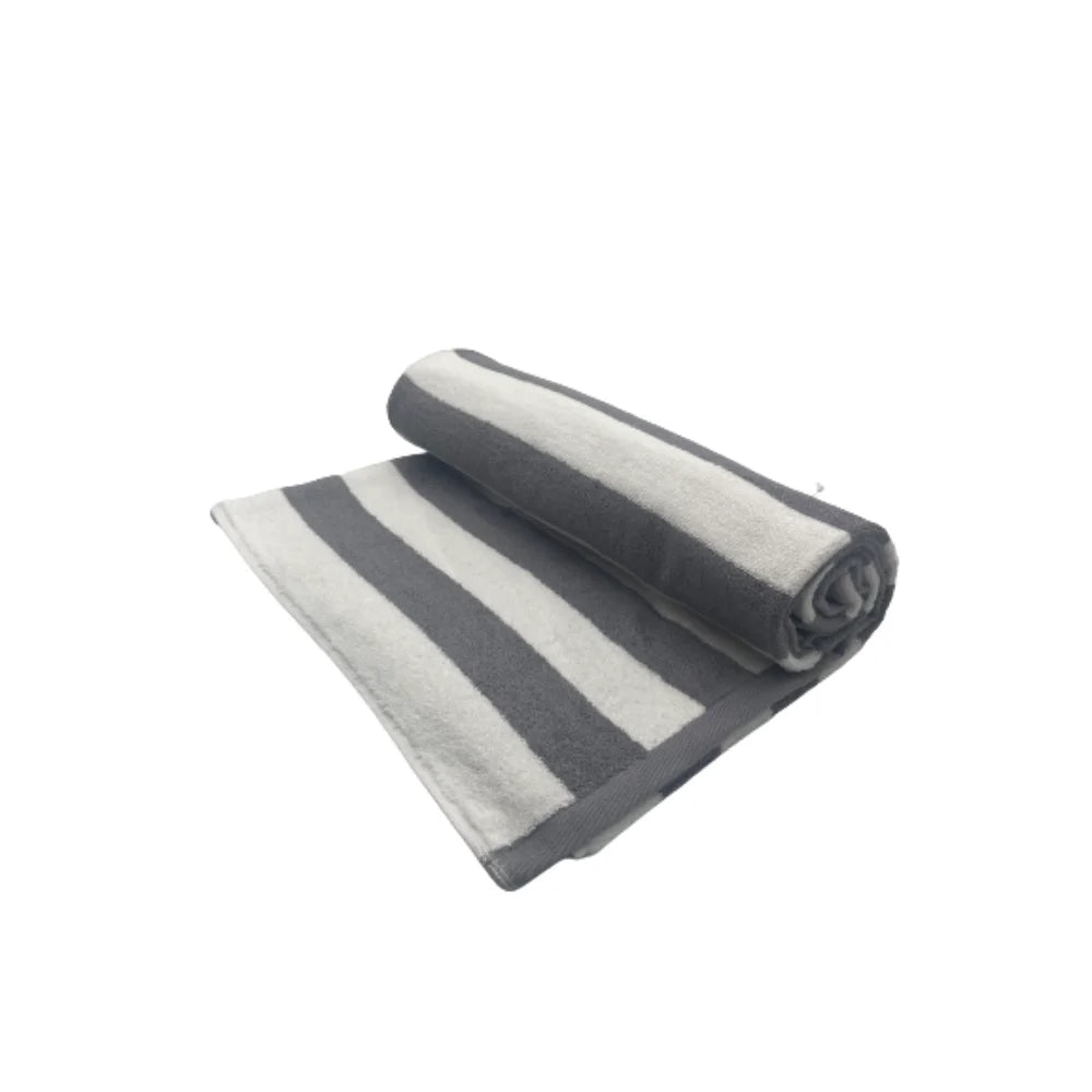 BYFT Petunia Grey - White Large Cabana Stripe 90 x 180 Cm Beach Towel Set of 01