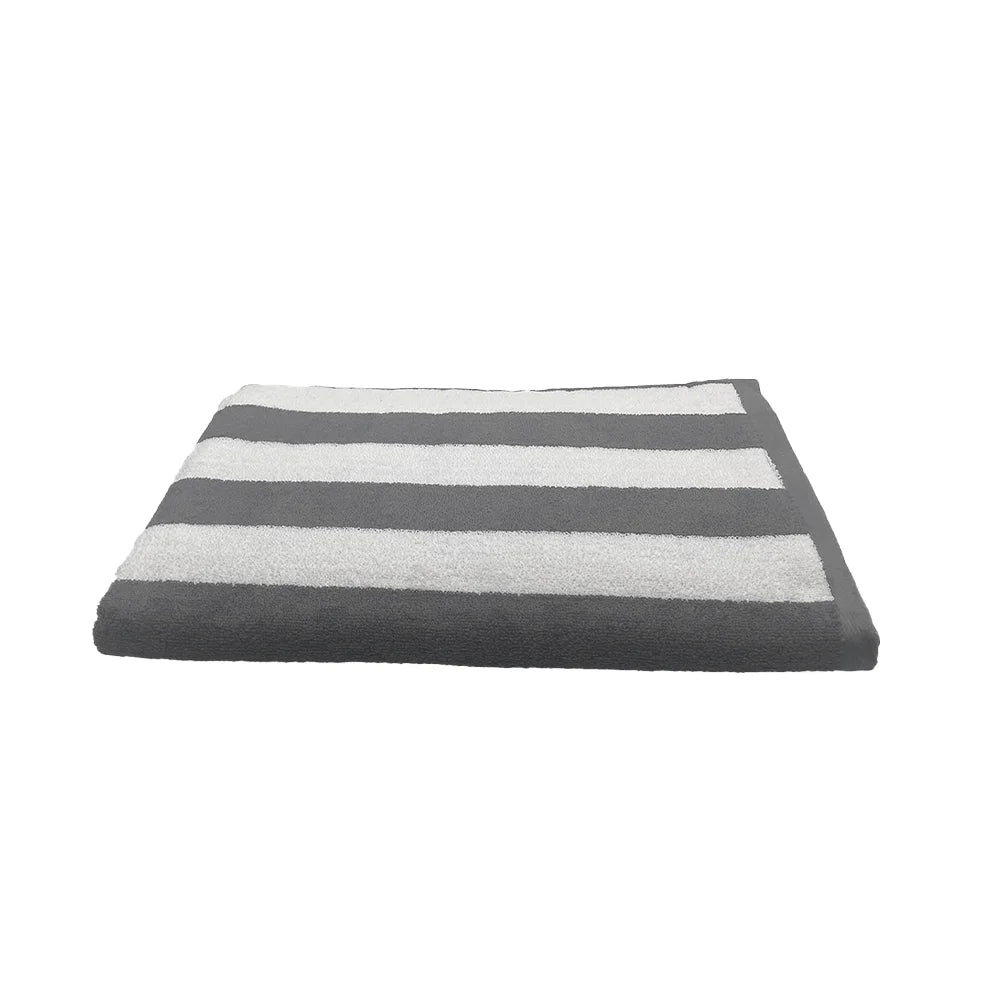 BYFT Petunia Grey - White Large Cabana Stripe 90 x 180 Cm Beach Towel Set of 01