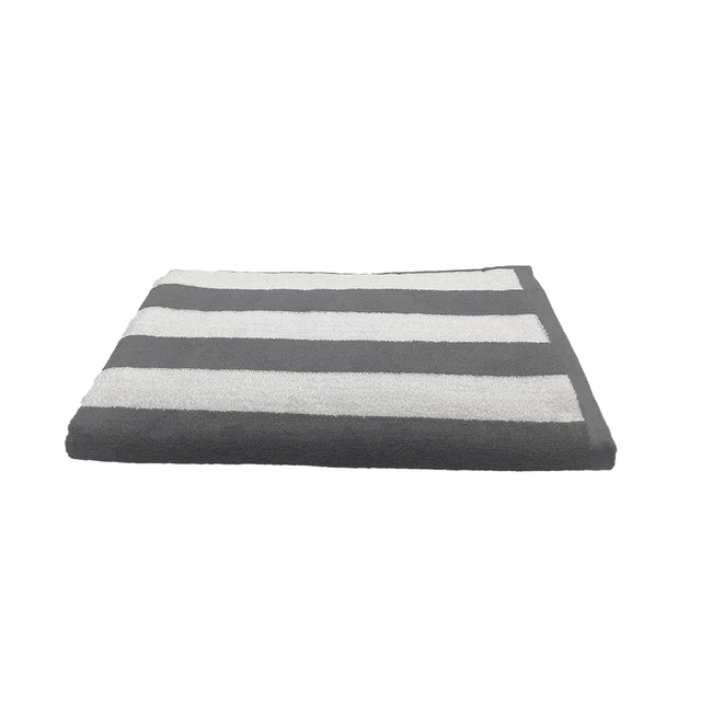 BYFT Petunia Grey - White Large Cabana Stripe 90 x 180 Cm Beach Towel Set of 01
