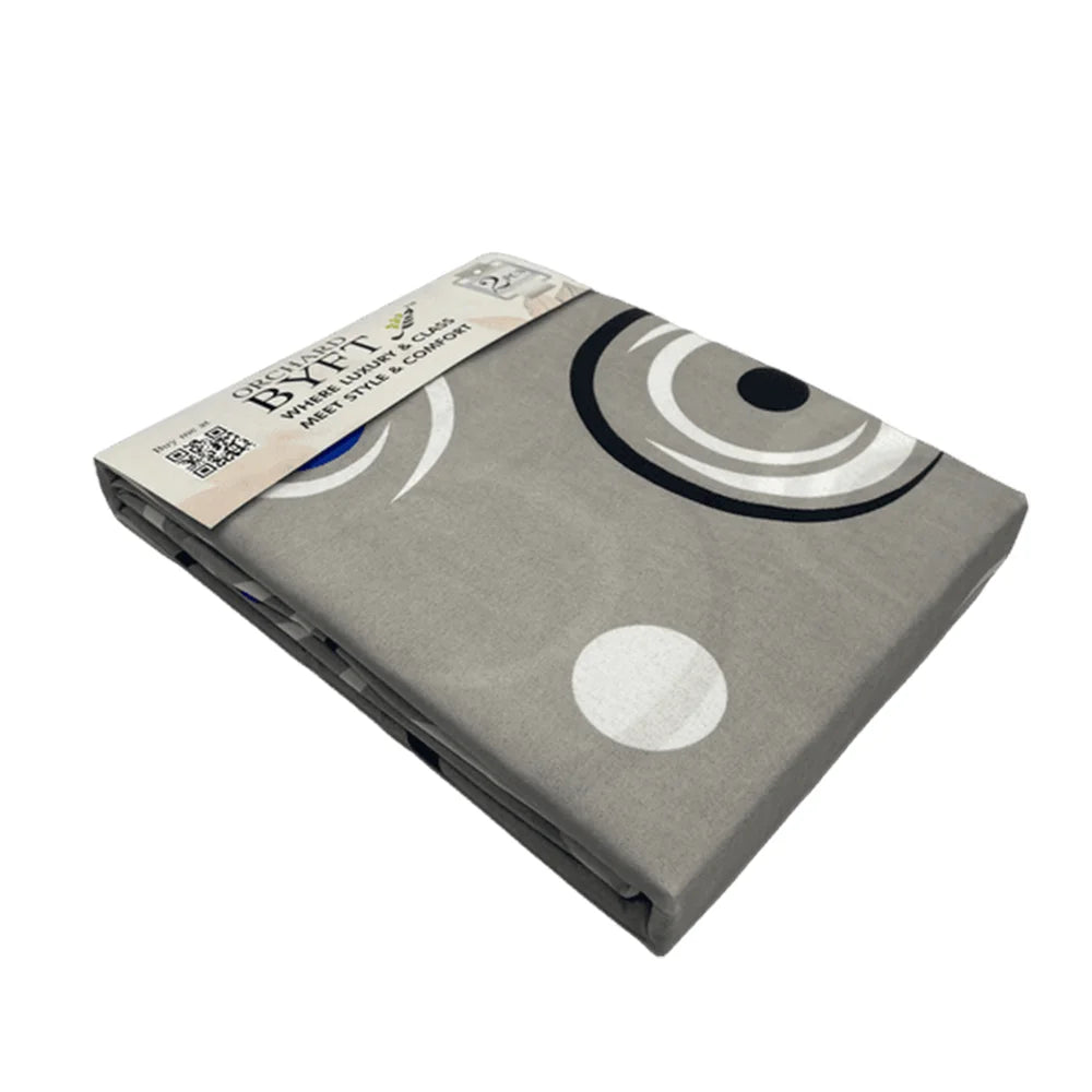BYFT Orchard Comfort - Grey Abstract Cicular Pattern Bed Sheet (150 x 230 Cm) with Pillow Case (50 x 75 Cm)| Microfiber, 65 Gsm, Soft & Luxurious Bed Linen