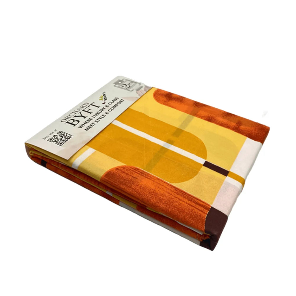 ملاءة سرير BYFT Orchard Comfort بنقشة بلاط هندسي أصفر (150 × 230 سم) مع غطاء وسادة (50 × 75 سم) | ألياف دقيقة، 65 جرامًا للمتر المربع، ناعمة وفاخرة.