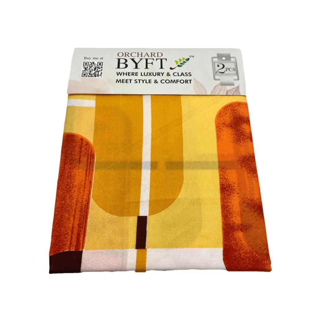 ملاءة سرير BYFT Orchard Comfort بنقشة بلاط هندسي أصفر (150 × 230 سم) مع غطاء وسادة (50 × 75 سم) | ألياف دقيقة، 65 جرامًا للمتر المربع، ناعمة وفاخرة.