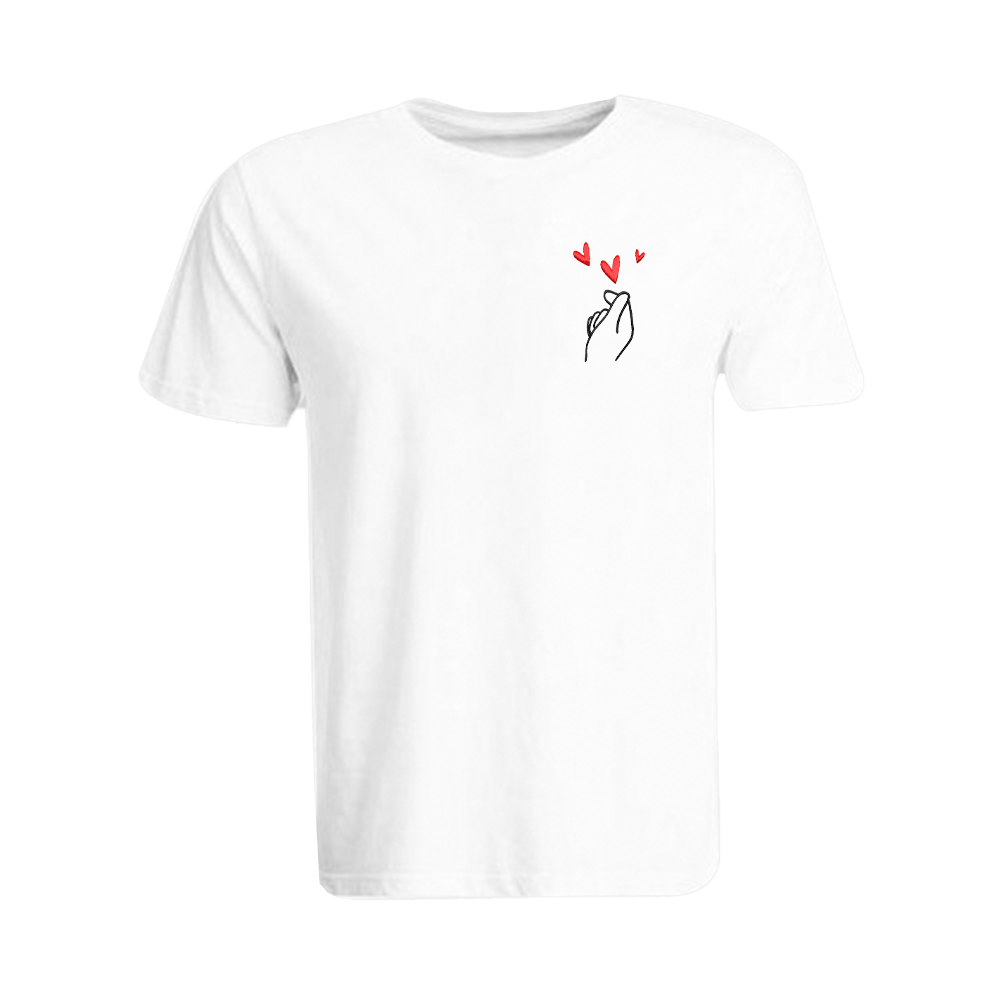 BYFT009161 BYFT Embroidered For You Cotton Female Round Neck White T Shirts Korean Love Design Set of 1