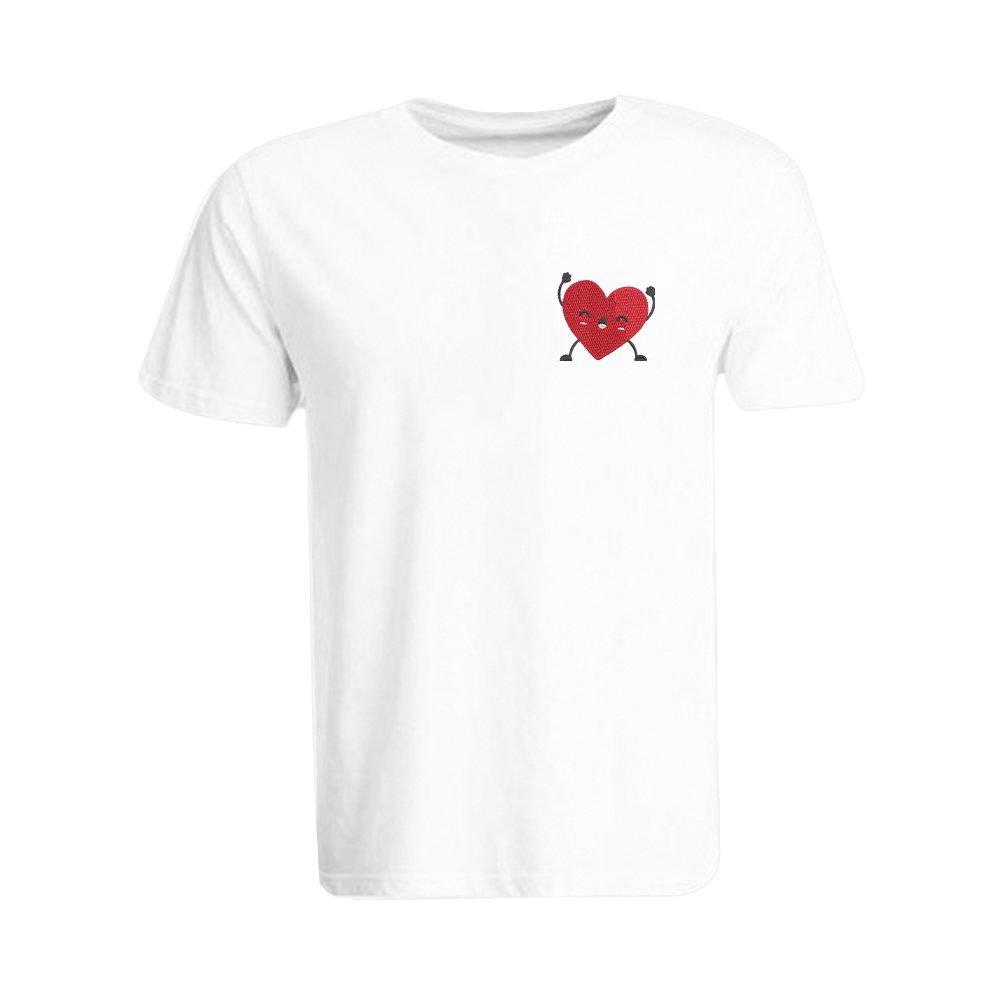 BYFT009165 BYFT Embroidered For You Cotton Female Round Neck White T Shirts Happy Heart Design Set of 1