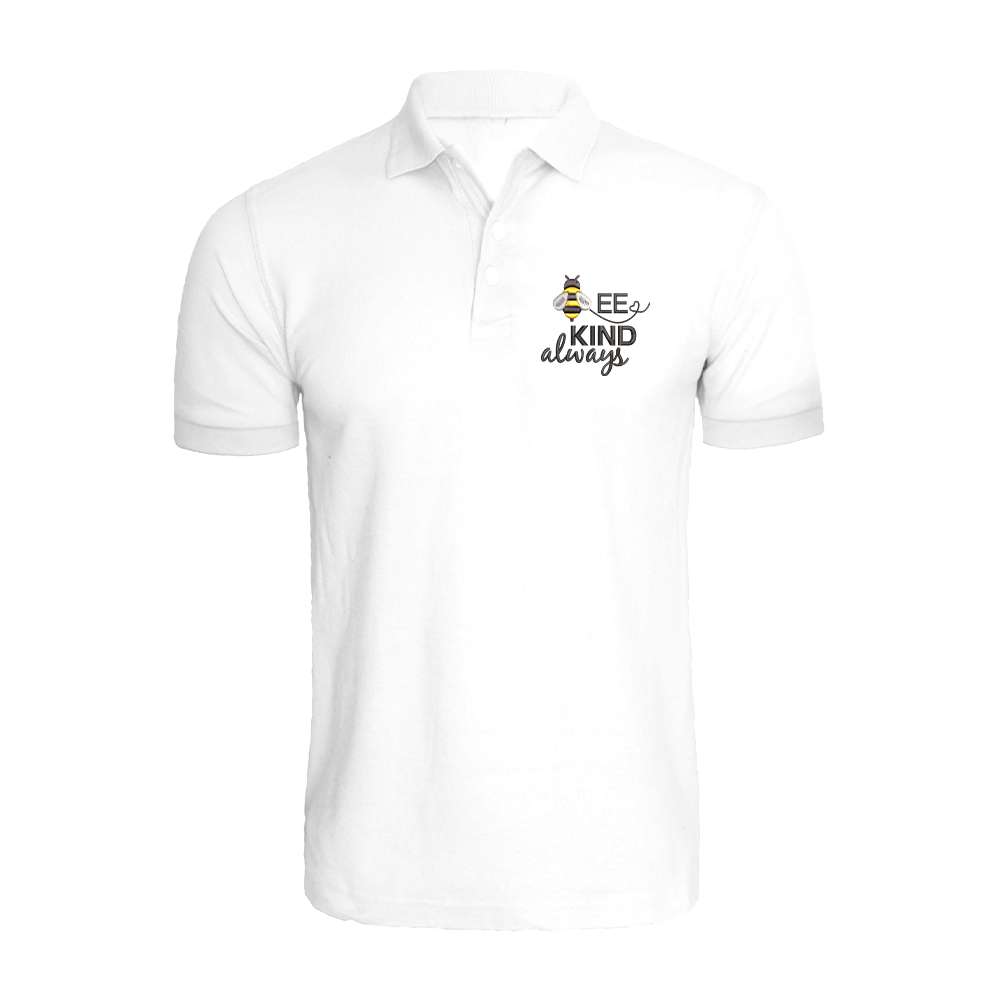 BYFT009477 BYFT Embroidered For You Polo Neck White T Shirt Bee Kind Always Design Set of 1