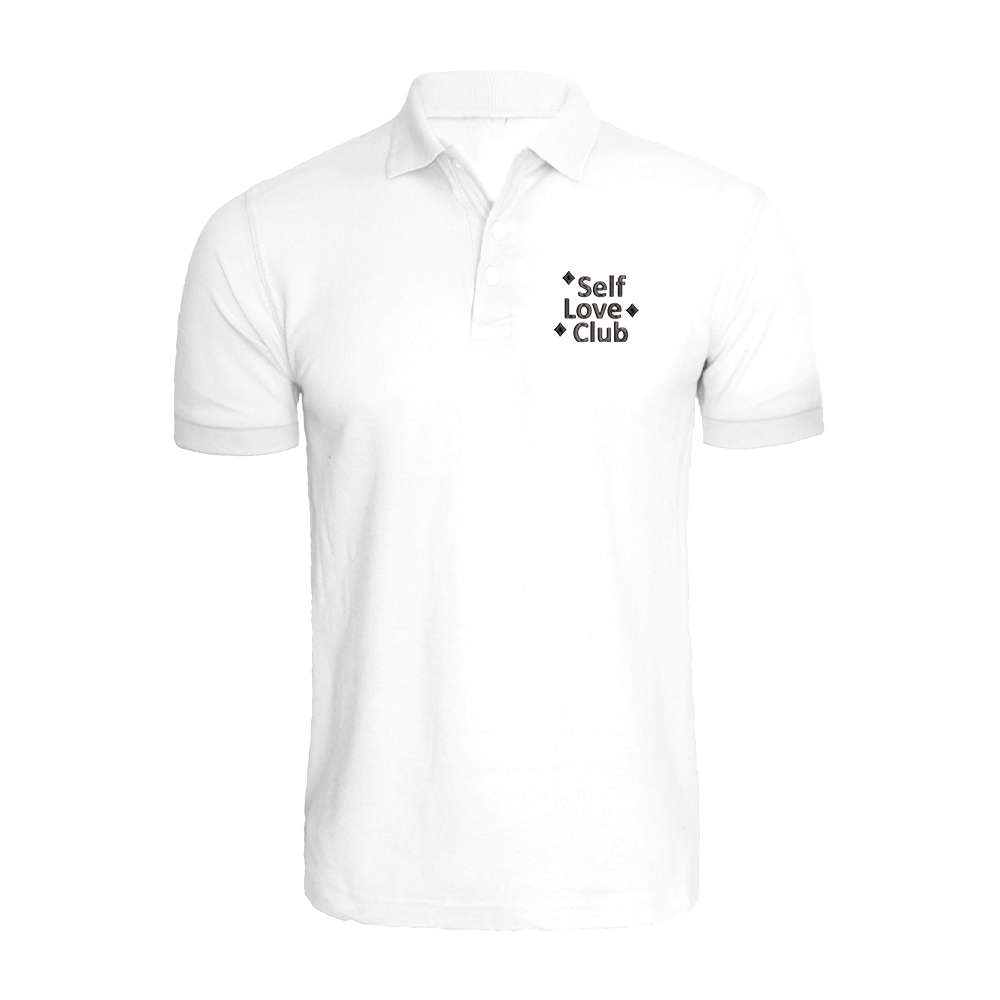 BYFT009481 BYFT Embroidered For You Polo Neck White T Shirt Self Love Club Design Set of 1