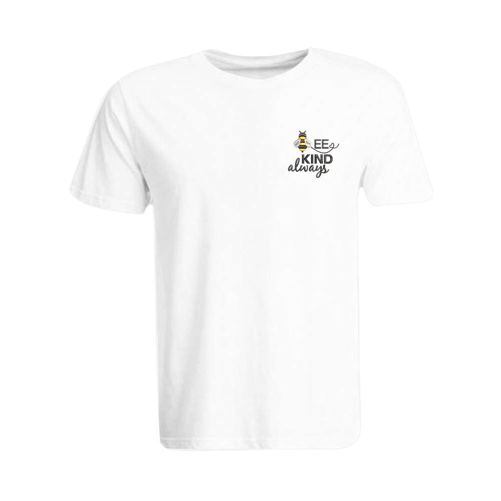 BYFT009483 BYFT Embroidered For You Round Neck White T Shirt Bee Kind Always Design Set of 1