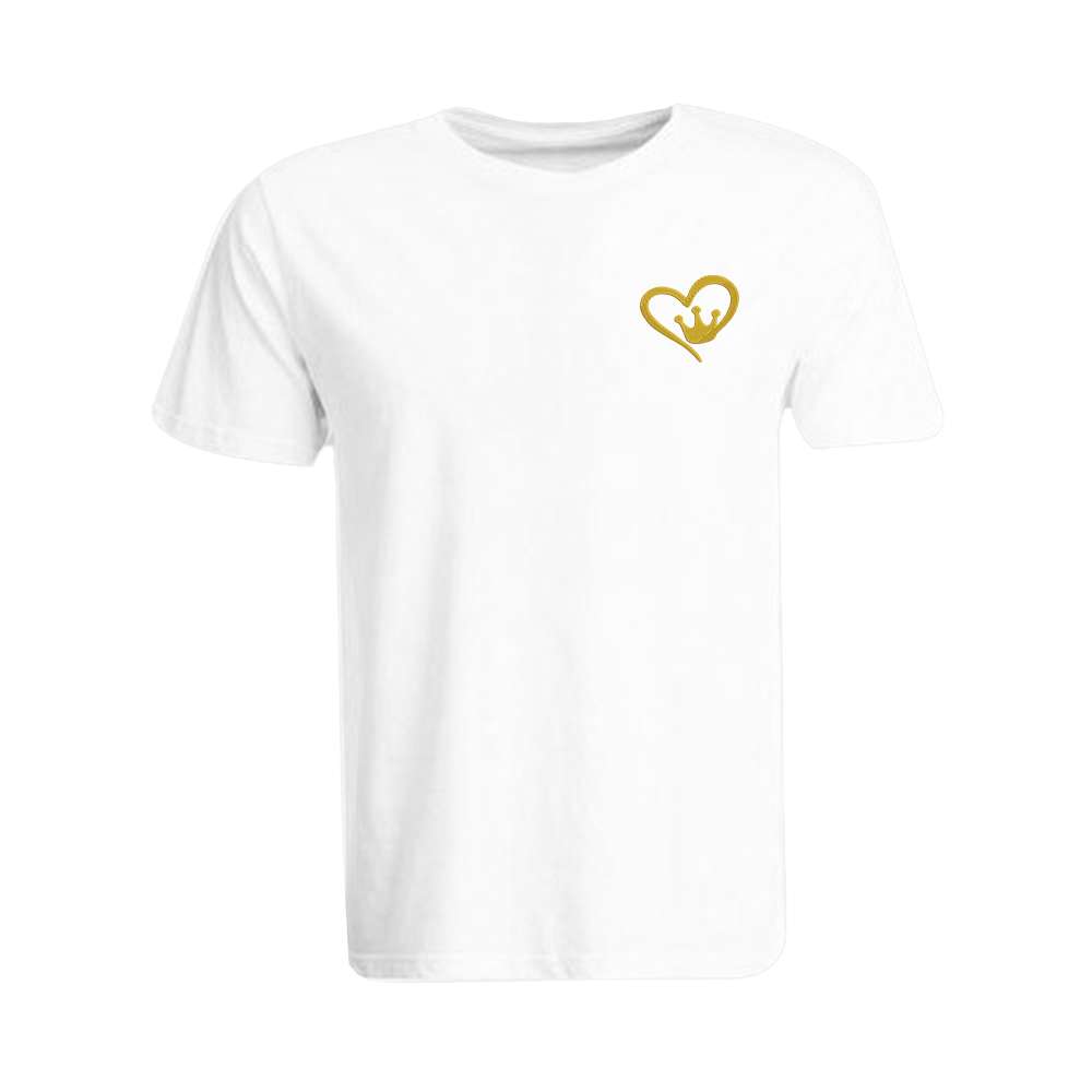 BYFT009486 BYFT Embroidered For You Round Neck White T Shirt Queen Heart Design Set of 1