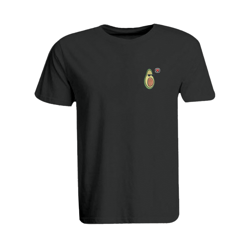 BYFT009784 BYFT Round Neck T Shirt Embroidery Black Medium 190 GSM Cotton Avacado Male Design Set of 1