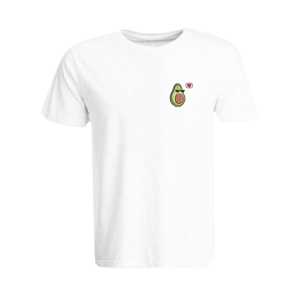BYFT009802 BYFT Round Neck T Shirt Embroidery White Medium 190 GSM Cotton Avacado Male Design Set of 1