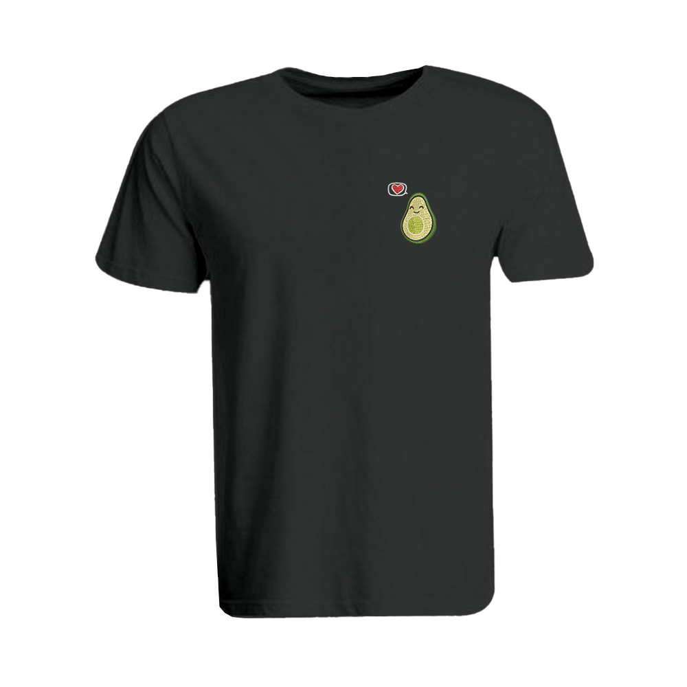 BYFT009820 BYFT Round Neck T Shirt Embroidery Black Medium 190 GSM Cotton Avacado Female Design Set of 1