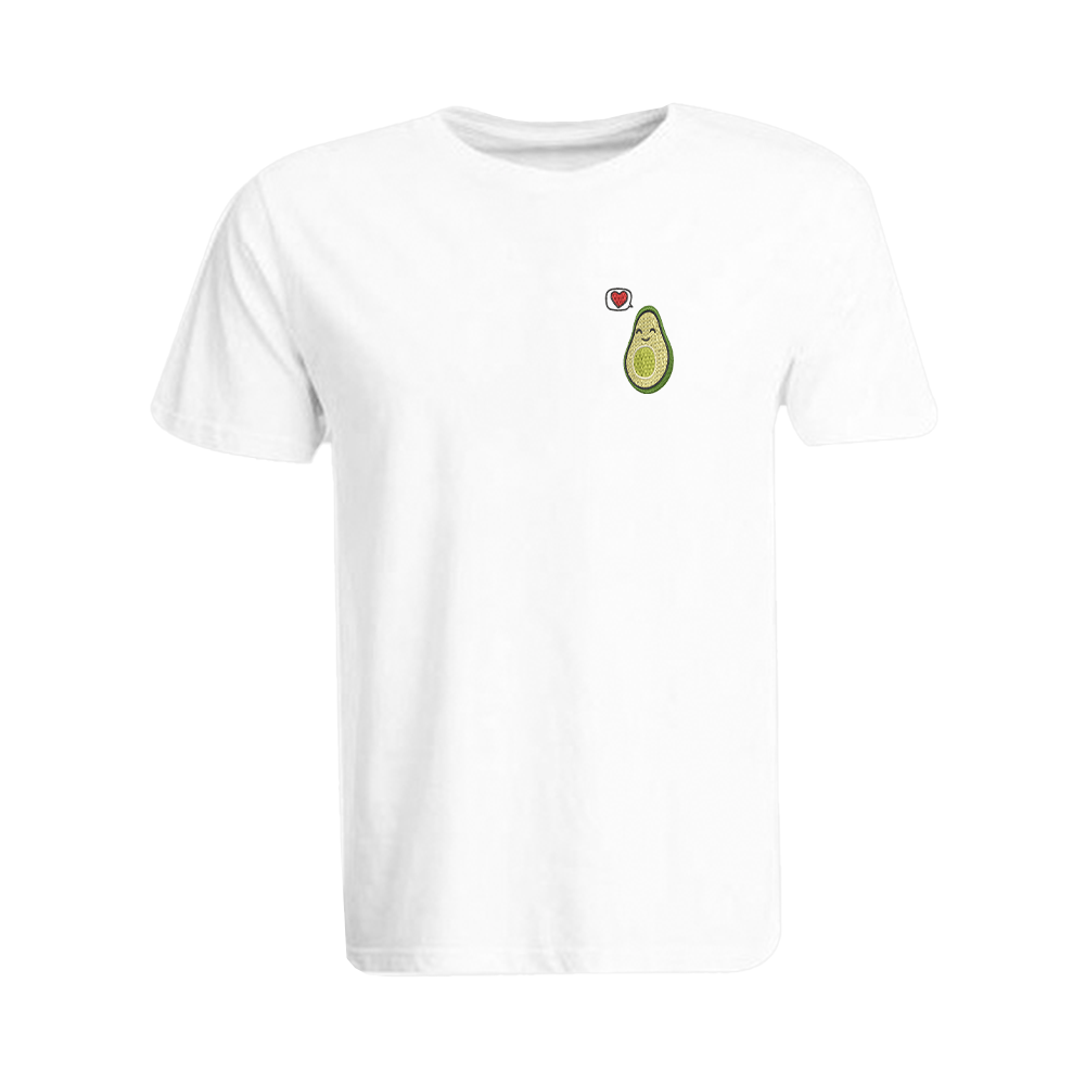BYFT009838 BYFT Round Neck T Shirt Embroidery White Medium 190 GSM Cotton Avacado Female Design Set of 1