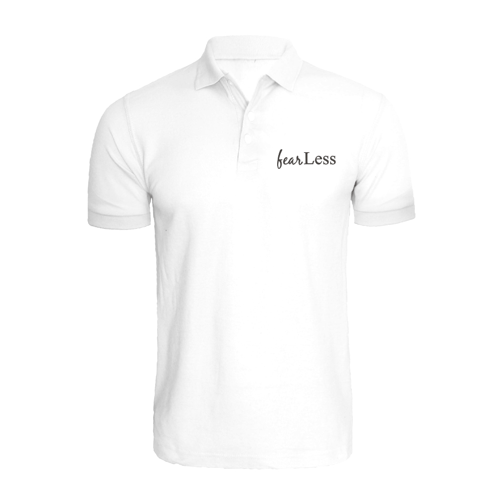 BYFT010049 BYFT Polo Neck T Shirt Embroidery White Medium 220 GSM Cotton Fear Less Set of 1