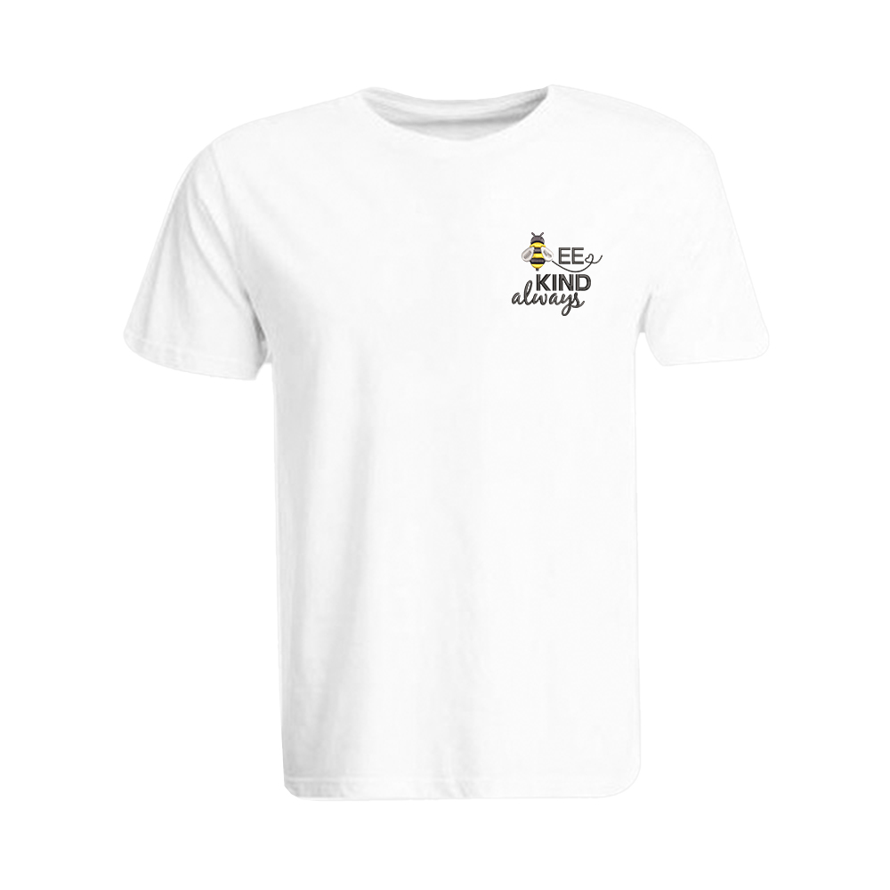 BYFT010053 BYFT Round Neck T Shirt Embroidery White Medium 190 GSM Cotton Bee Kind Always Set of 1