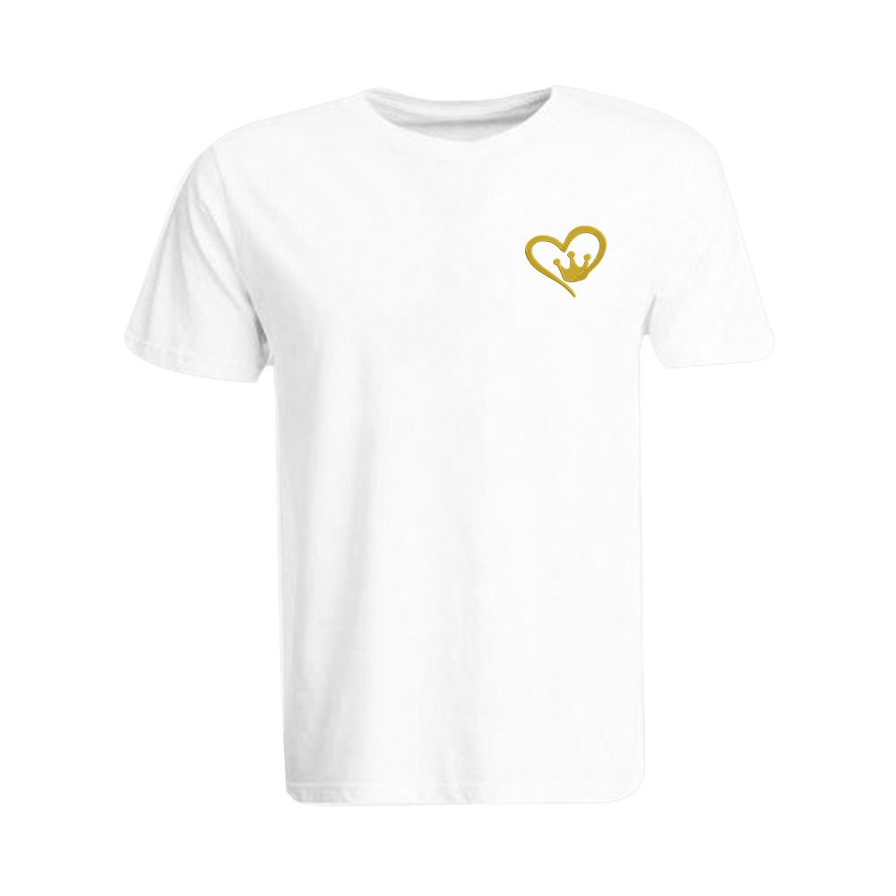 BYFT010056 BYFT Round Neck T Shirt Embroidery White Medium 190 GSM Cotton Queen Crown Heart Set of 1