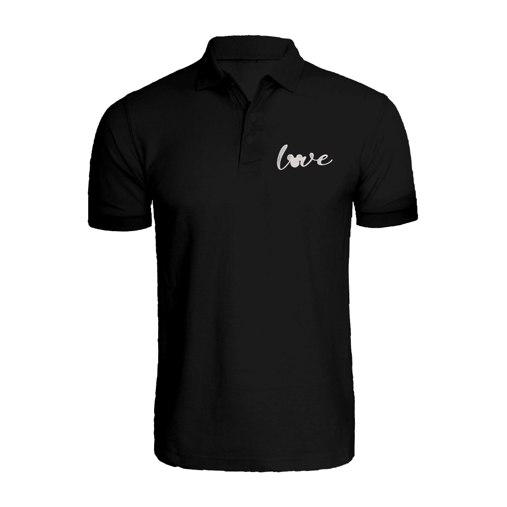 BYFT010232 BYFT Polo Neck T Shirt Embroidery Black Large 220 GSM Cotton Mickey Love Design Set of 1