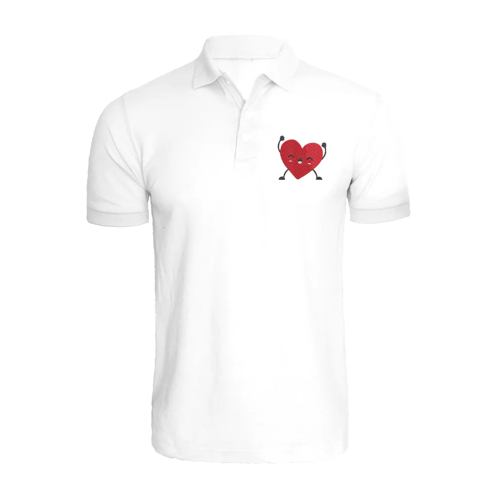 BYFT011166 BYFT Round Neck T Shirt Embroidery White XXL 190 GSM Cotton Happy Heart Male Set of 1