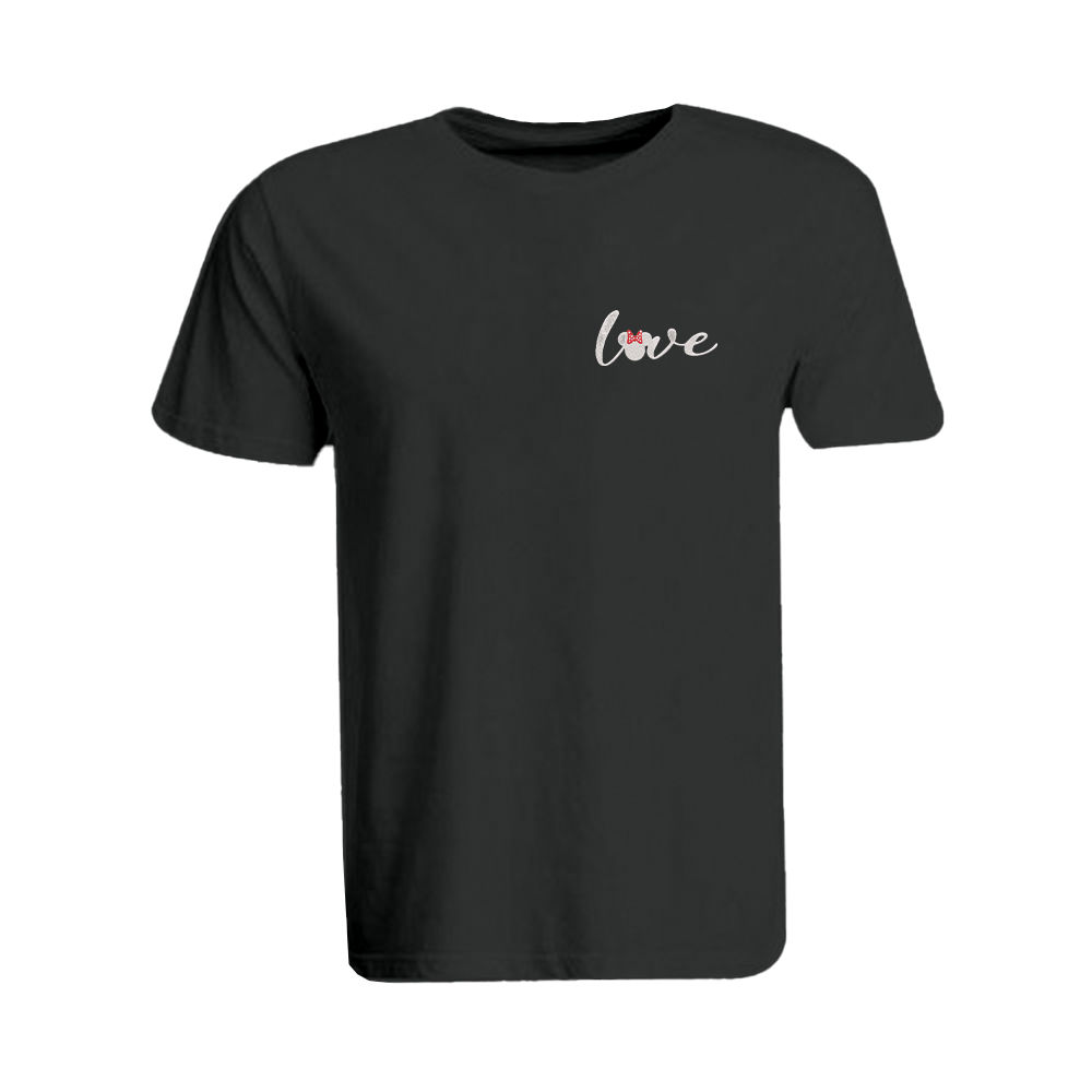 BYFT010276 BYFT Round Neck T Shirt Embroidery Black Large 190 GSM Cotton Minnie Love Design Set of 1