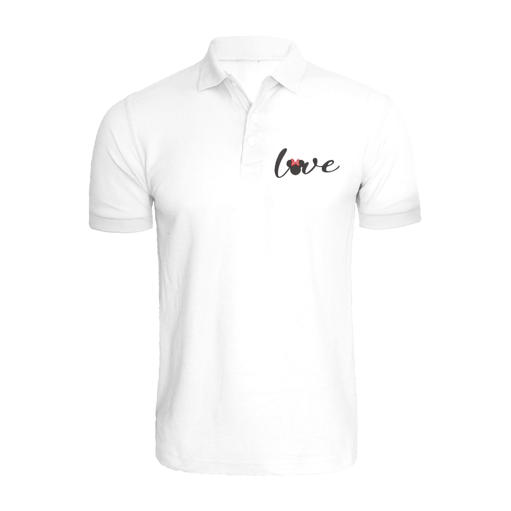 BYFT010737 BYFT Polo Neck T Shirt Embroidery White XL 220 GSM Cotton Minnie Love Design Set of 1