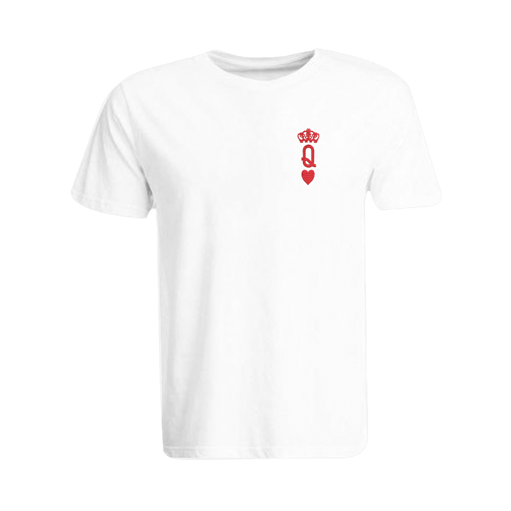 BYFT010748 BYFT Round Neck T Shirt Embroidery White XL 190 GSM Cotton Crown Queen Heart Design Set of 1