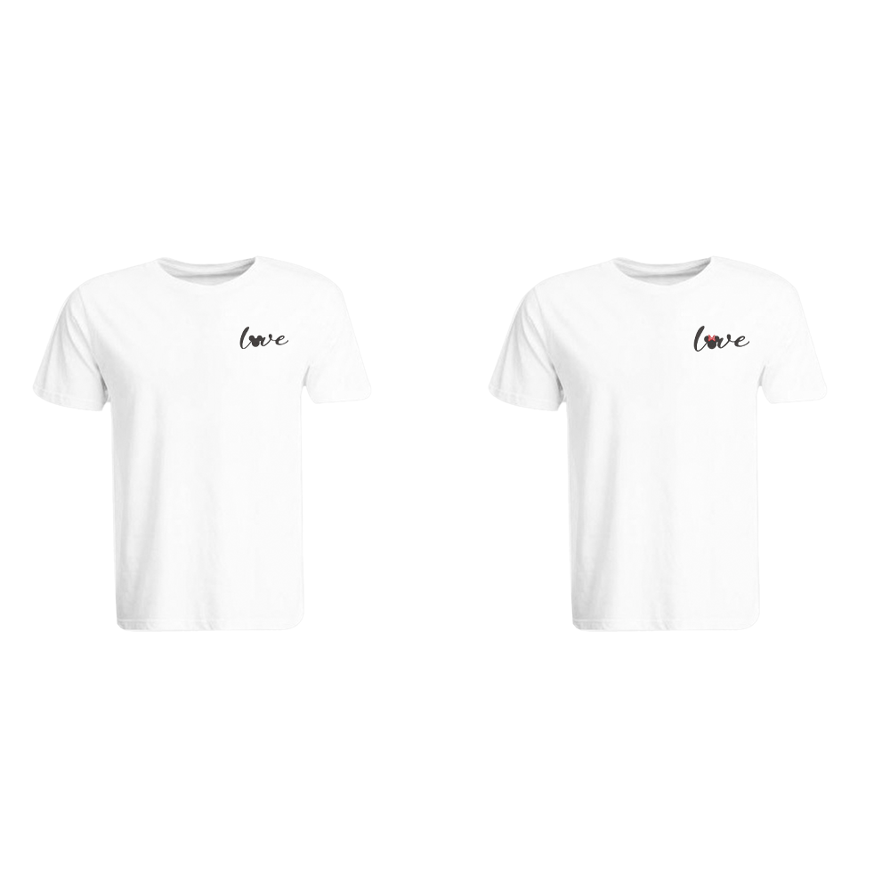 BYFT010775 BYFT Round Neck T Shirt Embroidery White XL 190 GSM Cotton Mickey Minnie Love Design Set of 2