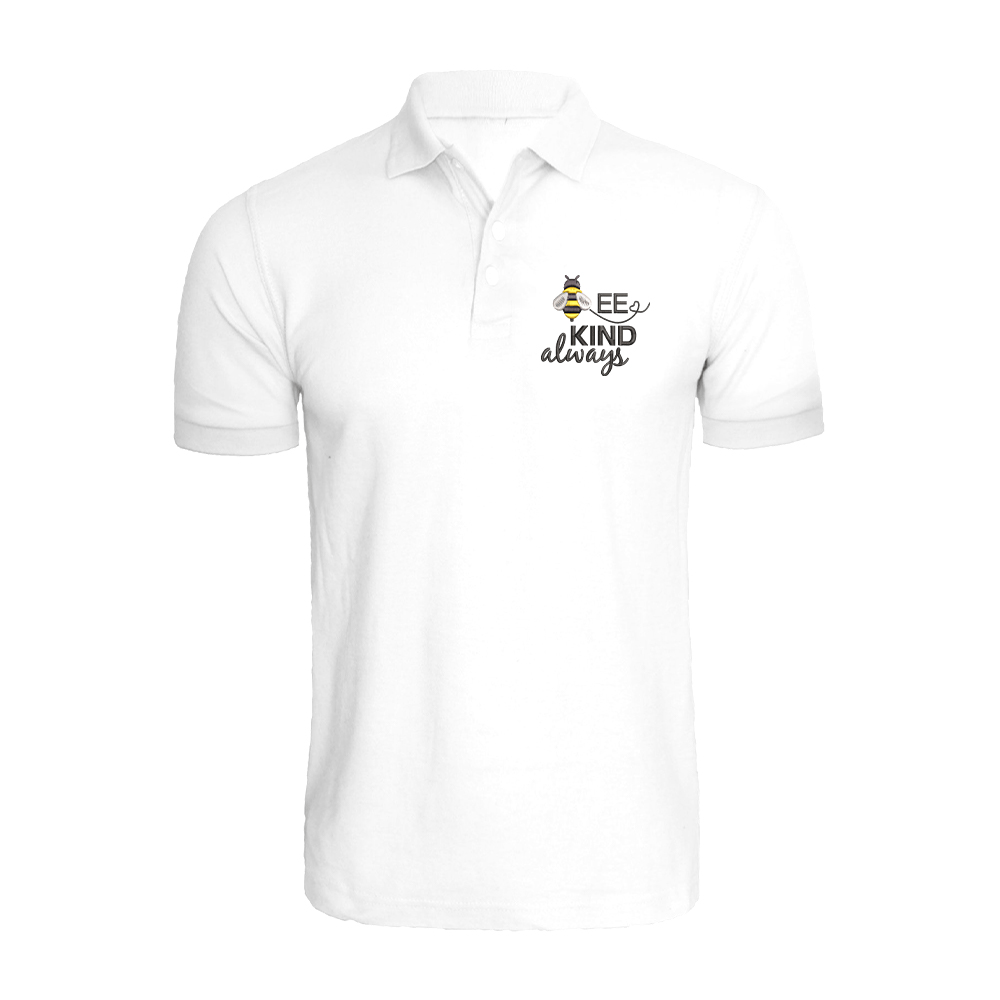 BYFT010951 BYFT Polo Neck T Shirt Embroidery White XL 220 GSM Cotton Bee Kind Always Set of 1