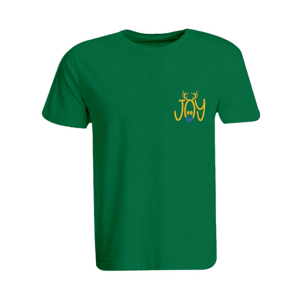 BYFT011034 BYFT Round Neck T Shirt Embroidery Green XXL 190 GSM Cotton Reindeer Joy Set of 1