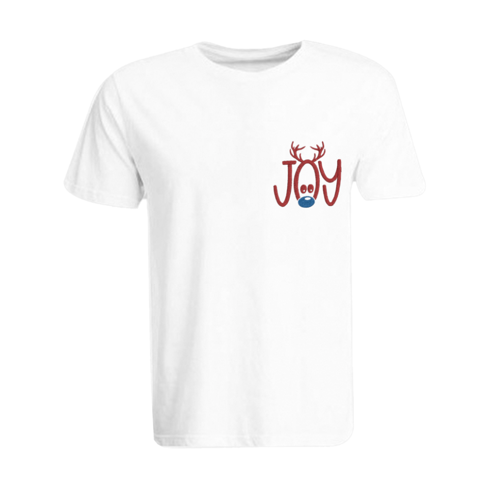 BYFT011046 BYFT Round Neck T Shirt Embroidery White XXL 190 GSM Cotton Reindeer Joy Set of 1