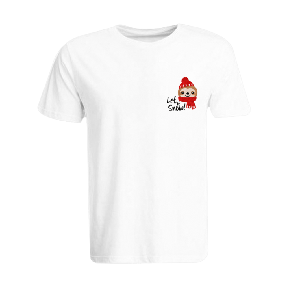 BYFT011049 BYFT Round Neck T Shirt Embroidery White XXL 190 GSM Cotton Koala Bear with Let it Snow Set of 1