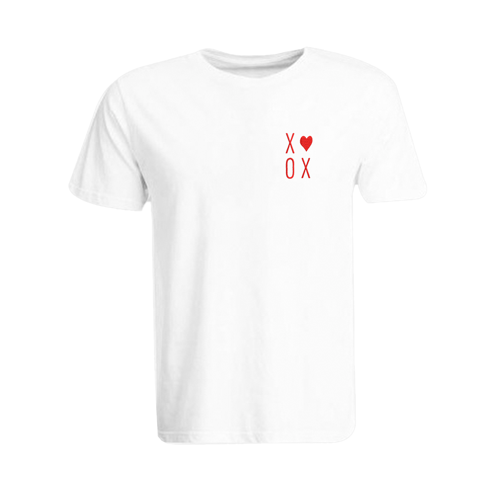 BYFT011202 BYFT Round Neck T Shirt Embroidery White XXL 190 GSM Cotton XOXO Design Set of 1