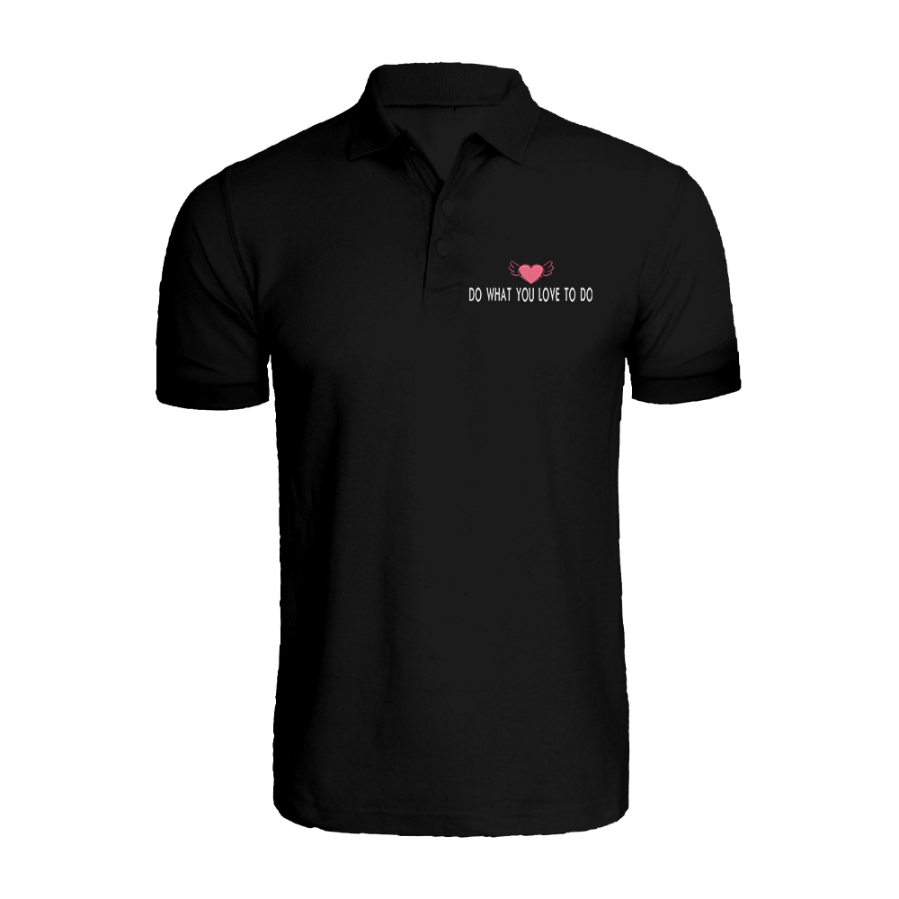 BYFT011392 BYFT Polo Neck T Shirt Embroidery Black XXL 220 GSM Cotton Do What You Love To Do Set of 1