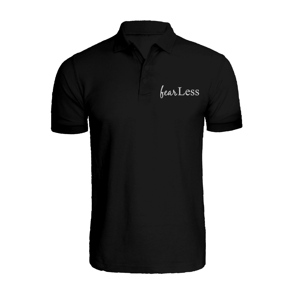 BYFT011393 BYFT Polo Neck T Shirt Embroidery Black XXL 220 GSM Cotton Fear Less Set of 1