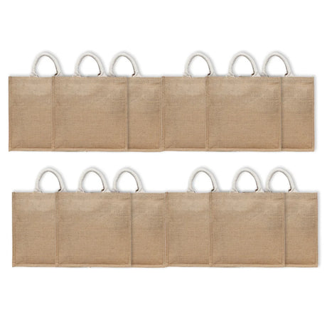 BYFT011822 BYFT Laminated Jute Tote Bag With Gusset Natural Jute Set of 12.webp
