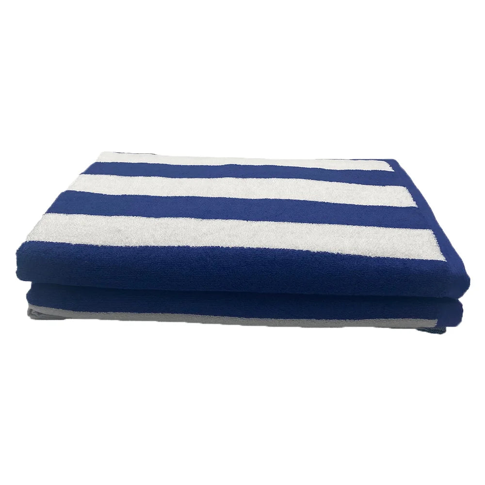 BYFT Petunia Blue - White Large Cabana Stripe 90 x 180 Cm Beach Towel Set of 02