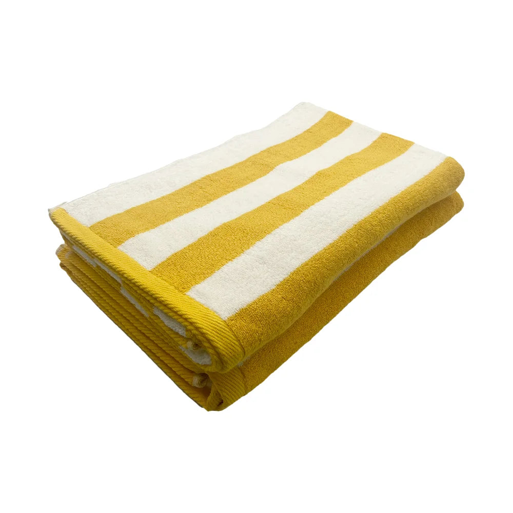 BYFT Petunia Yellow - White Large Cabana Stripe 90 x 180 Cm Beach Towel Set of 02