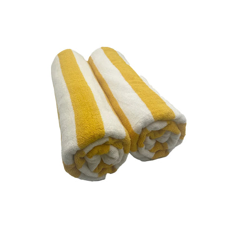 BYFT Petunia Yellow - White Large Cabana Stripe 90 x 180 Cm Beach Towel Set of 02
