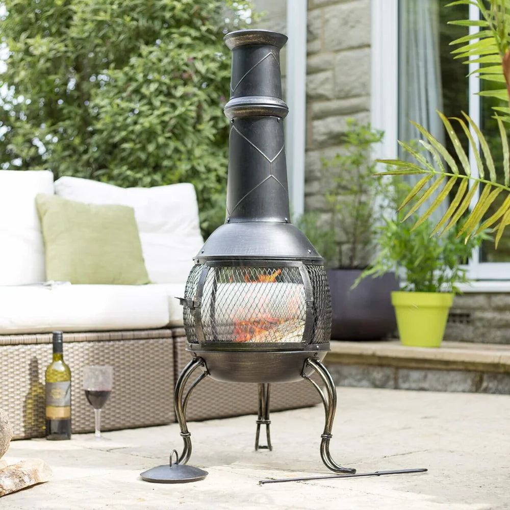 BYFT012102 La Hacienda Leon Mesh Steel Chimenea Large.webp