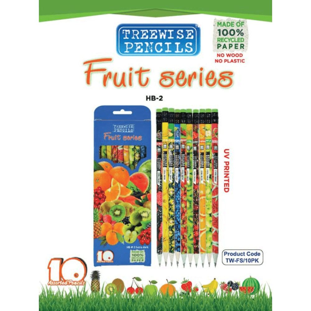 BYFT012846 Treewise Pencils Fruit Series Recycled Papaer Set of 1 10 Pcs