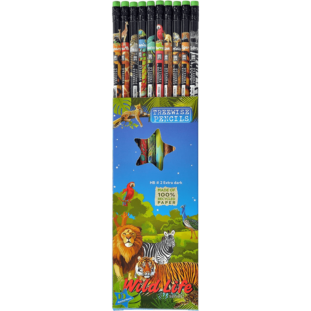 BYFT012847 Treewise Pencils Wild Life Series Recycled Papaer Set of 1 10 Pcs A