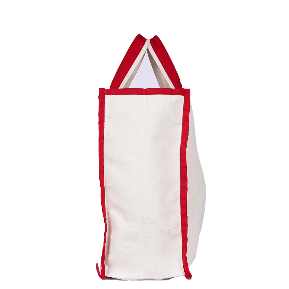 BYFT013963 BYFT White Red Canvas Shopping Bag A